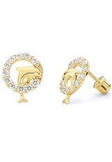 lovely tiny polished dolphin stud earrings for babies